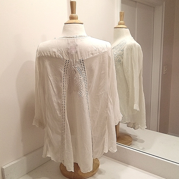 Johnny Was Embroidered Ivory Boho Tunic XS - Picture 8 of 8